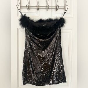 Forever 21 Black Strapless Sequin Bodycon Mini Dress – Size M